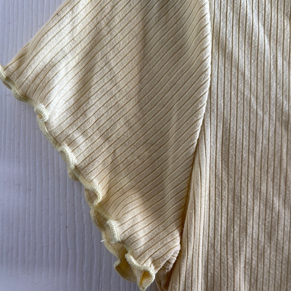 Yellow Ribbed Tie-Front Top - Picture 5 of 5
